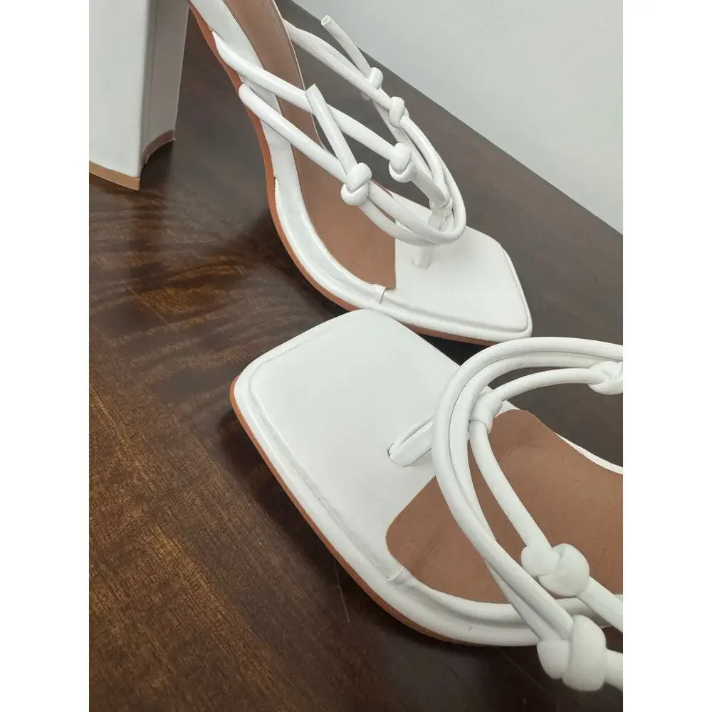 Strappy Block Heel Sandals, White, Size 7 - Gabrielle Union x FTF - Picture 6 of 11